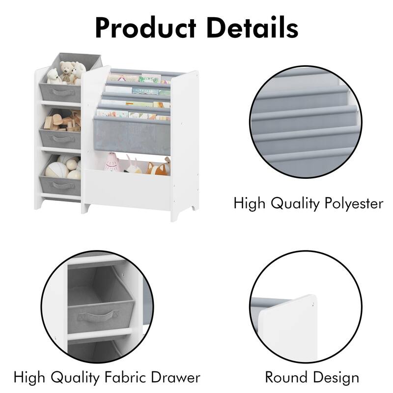 Kids Bookshelf and Toy Storage Organizer