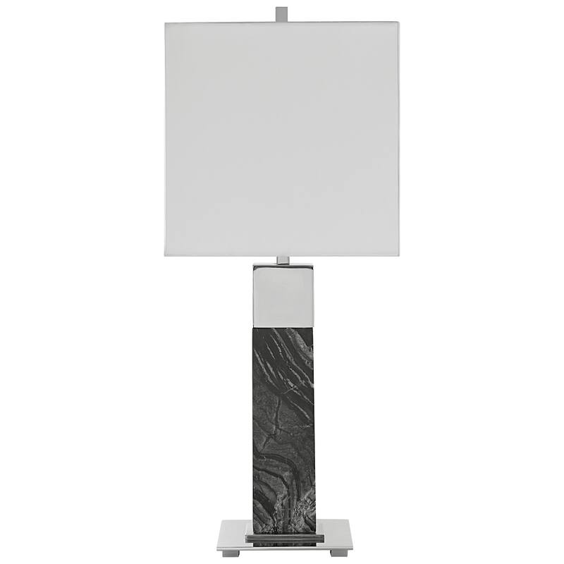 Uttermost Pilaster Black Marble Table Lamp - 27"H,   Shade 11"H x 11"W x 9"D (in)
