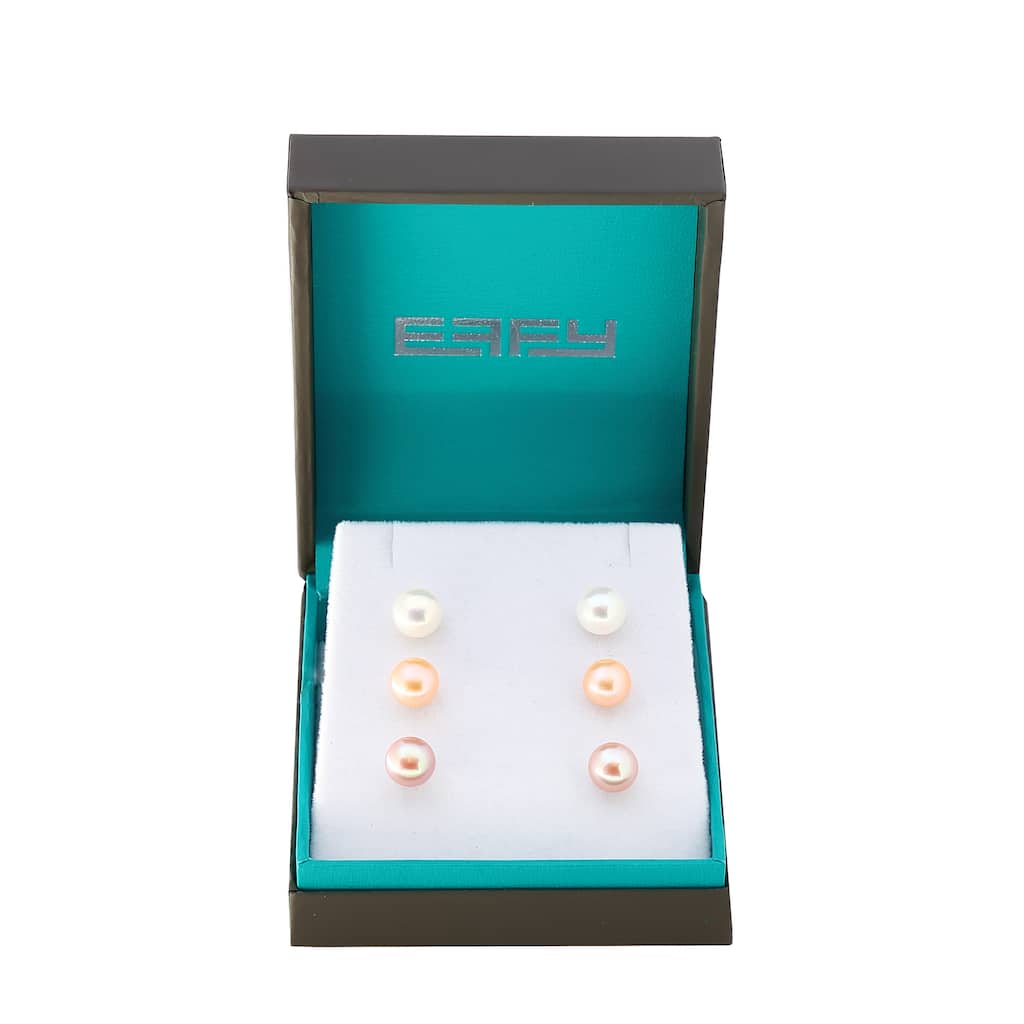 EFFY 925 Sterling Silver Pink, Peach and White Freshwater Pearl Earring Set