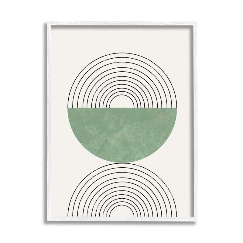 Stupell Abstract Geometric Circular Study Curved Art Deco Framed Giclee Texturized Art by Daphne Polselli - 24 x 30 - White