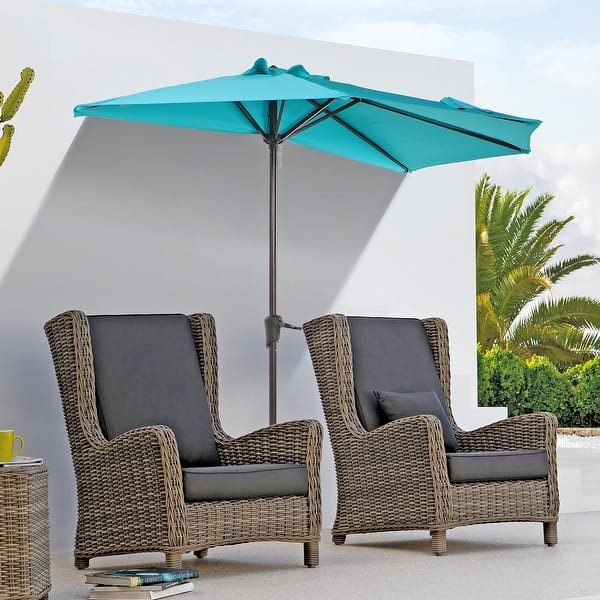 half round outdoor patio umbrella Umbrella Turquoise / 11FT Umbrella base not included 9ft Half Round Outdoor Patio
