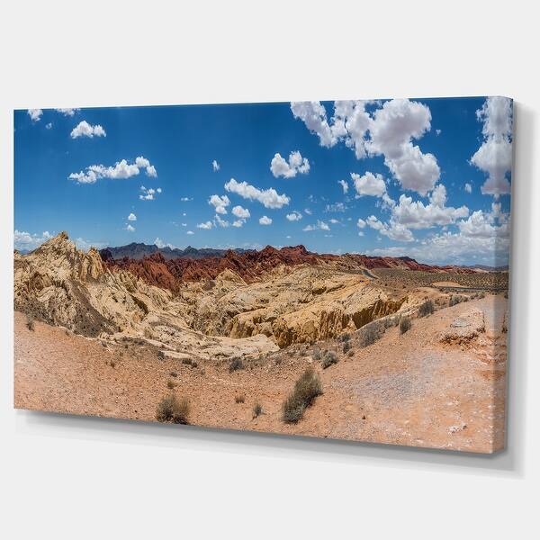 Designart 'Valley of Fire Landscape Panorama' Landscape Framed Canvas Art Print - 20 in. Wide x 12 in. High