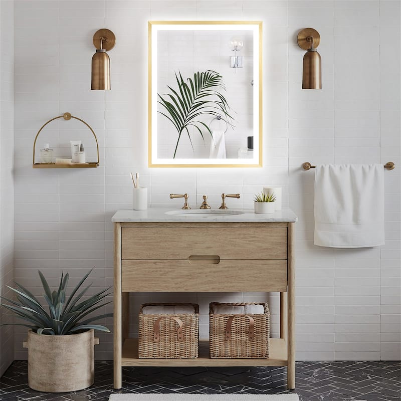 LED Wall Mounted Backlit and Front Lighted Mirror for Bathroom