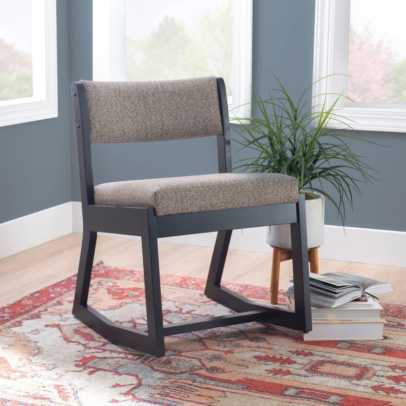 Clyde Solid Wood Black Sled Base Accent Chair - Black/Stone