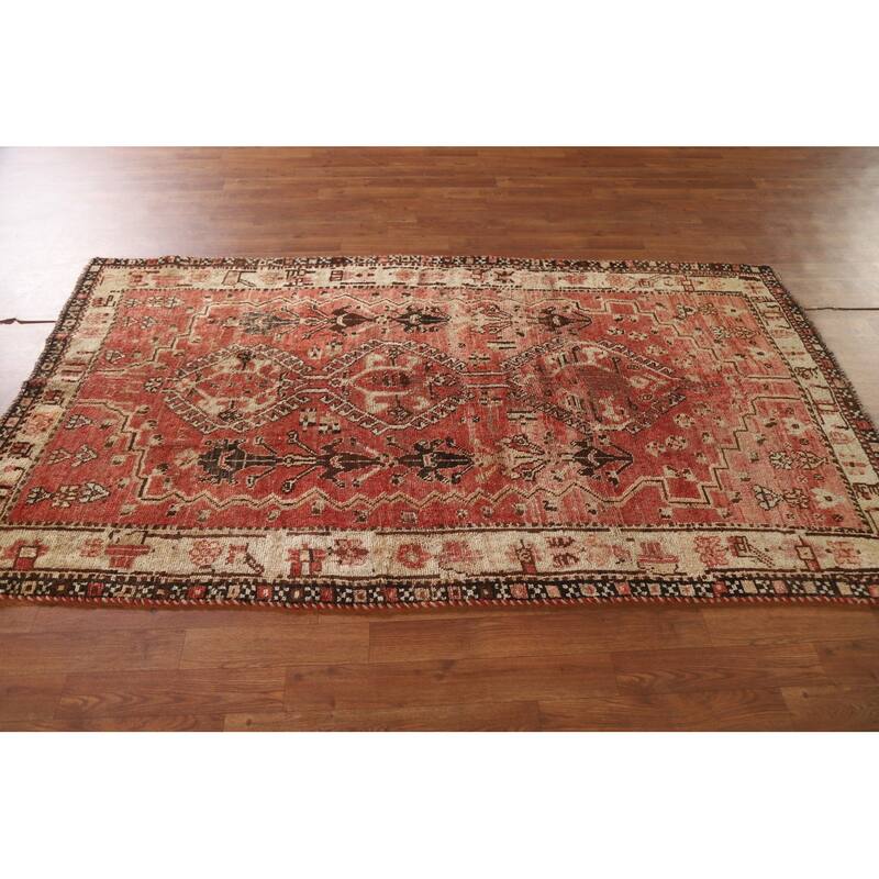 Qashqai Persian Antique Area Rug Handmade Wool Carpet - 4'0"x 7'0"