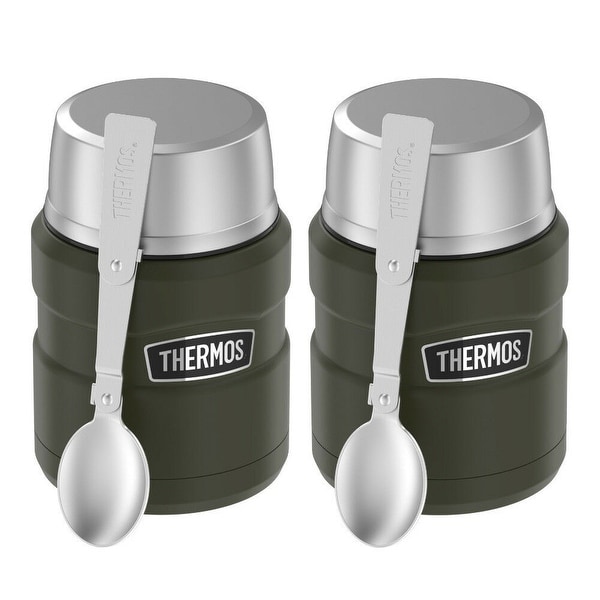 Thermos Stainless King 16 oz Food Jar with Spoon (Army Green, 2-Pack)
