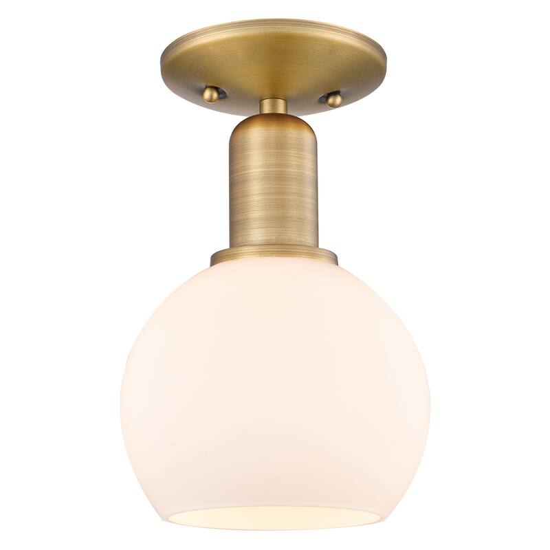 Innovations Lighting Endless Possibilities Arcadia - Athens - 1 Light 6" Semi-Flush Mount - Brushed Brass/Matte White