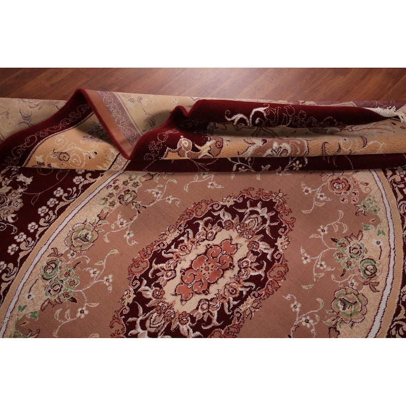 Victorian Style Kashan Turkish Area Rug Machine Made Red Carpet - 8'0" x 11'10"