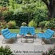 Option 3PC - Blue cushion,Brown rattan,Black frame