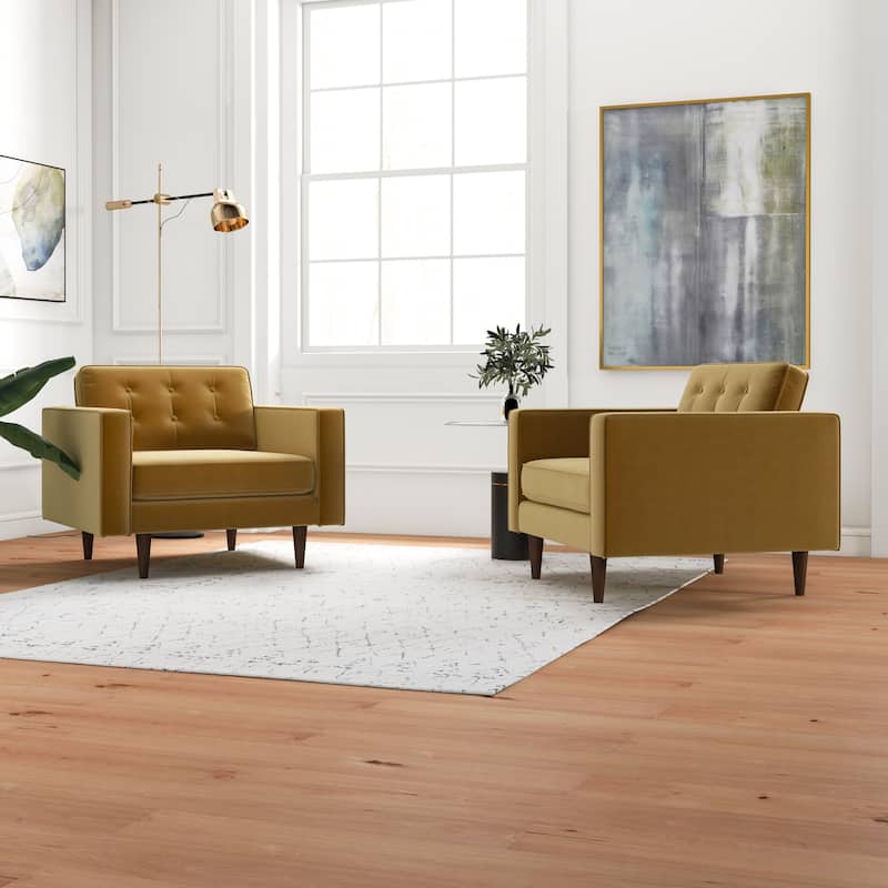 Koda Mid Century Velvet Lounge Chair (Set of 2) - Gold