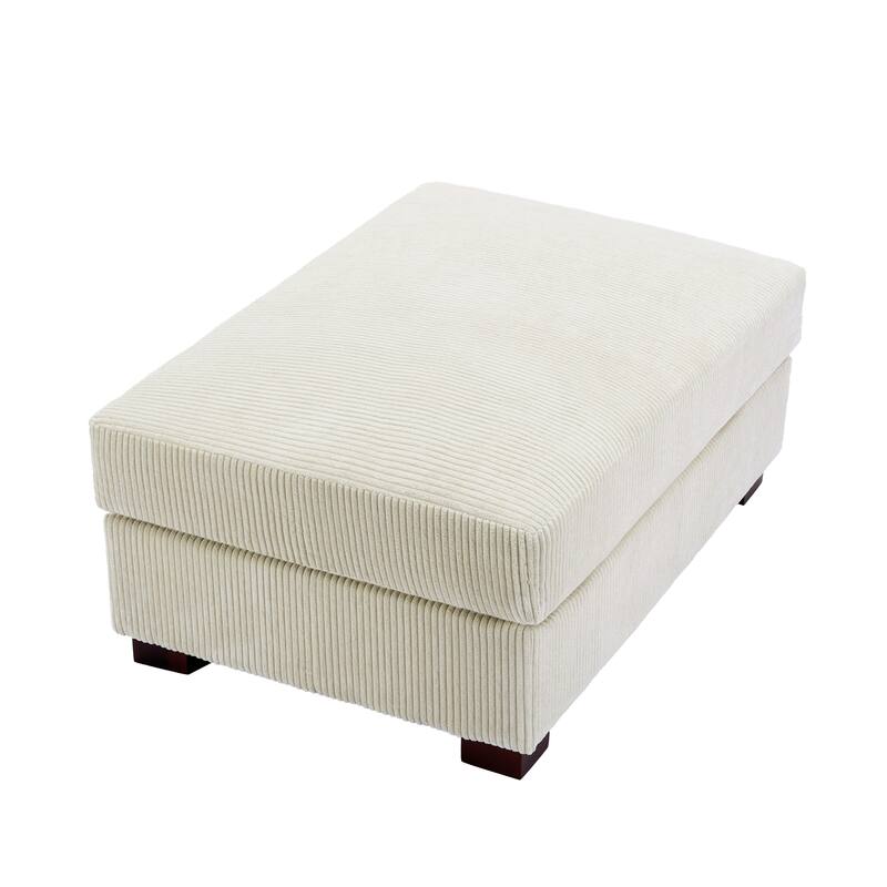 Modern Rectangle Oversized Stripe Corduroy Ottoman