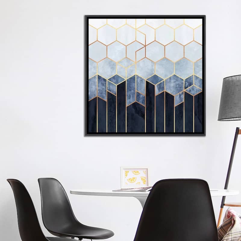 iCanvas "Soft Blue Hexagons" by Elisabeth Fredriksson Framed
