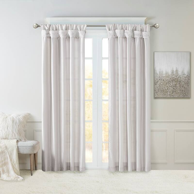 Twist Tab Lined Window Curtain Panel 50x95" - Silver