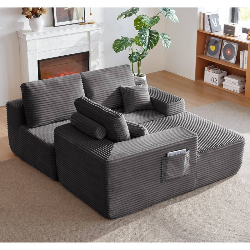 104" Cloud Sectional Sofa with L-Shape Chaise and Side Pockets, Modern Modular Design, Deep Seating, Upholstered Couch