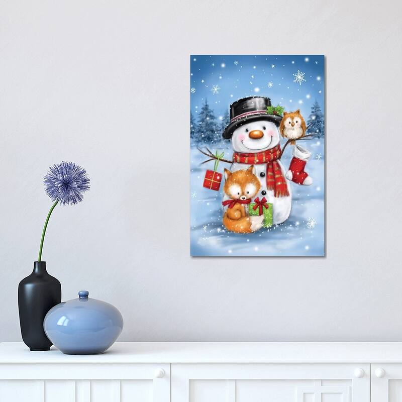 iCanvas "Snowman Owl And Fox" by MAKIKO Canvas Print - 18x12x1.5