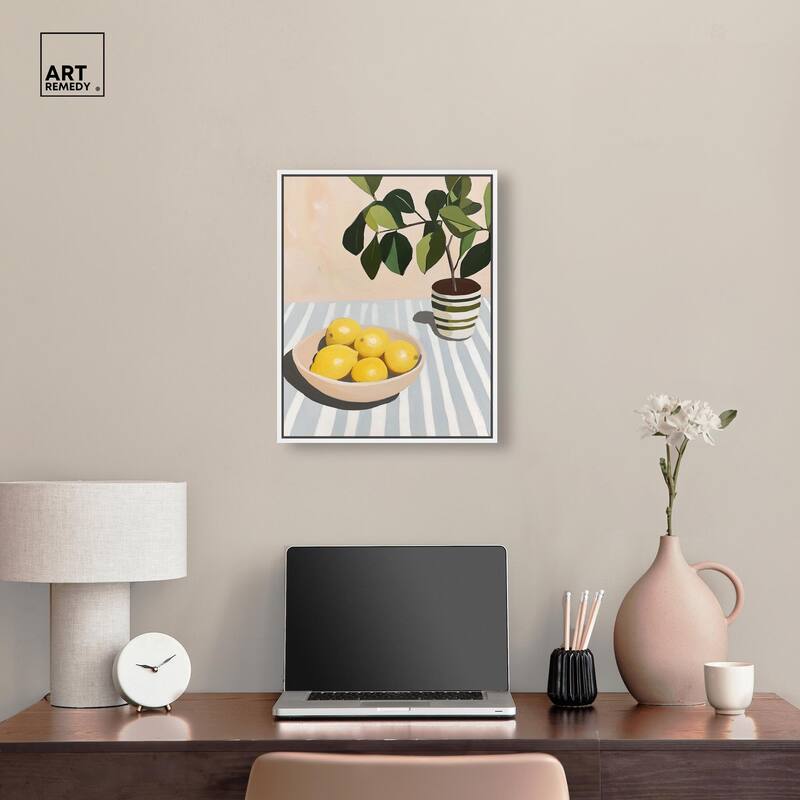 Lemon with Green Canvas by Art Remedy