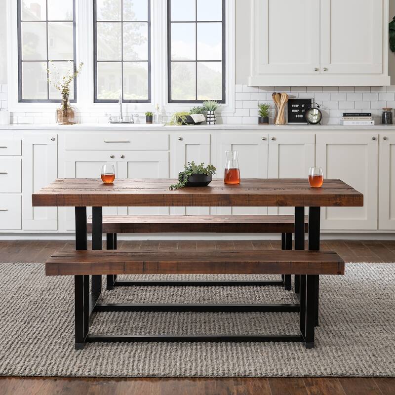 Middlebrook Solid Wood 3-Piece Dining Set with 60-inch Benches - Mahogany