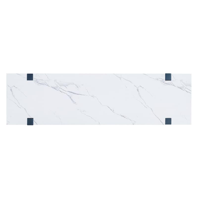 Retro Elegant Console Table with Marble-Effect Top & Versatile Storage