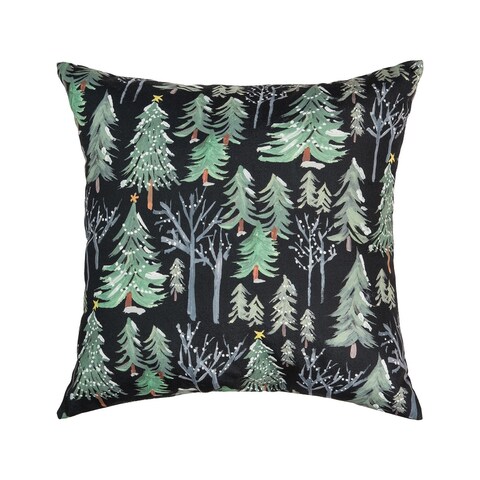 Christmas Tree Memories 18" x 18" Indoor/Outdoor Throw Pillow - Black