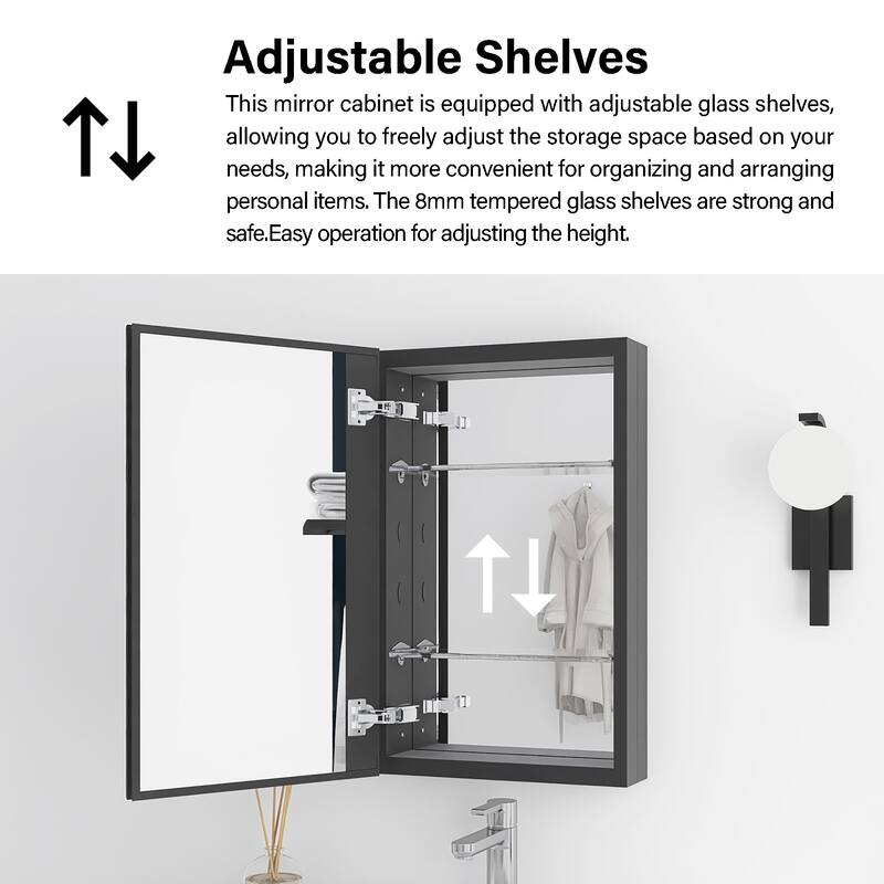 Rectangular Aluminum Medicine Cabinet with Mirror