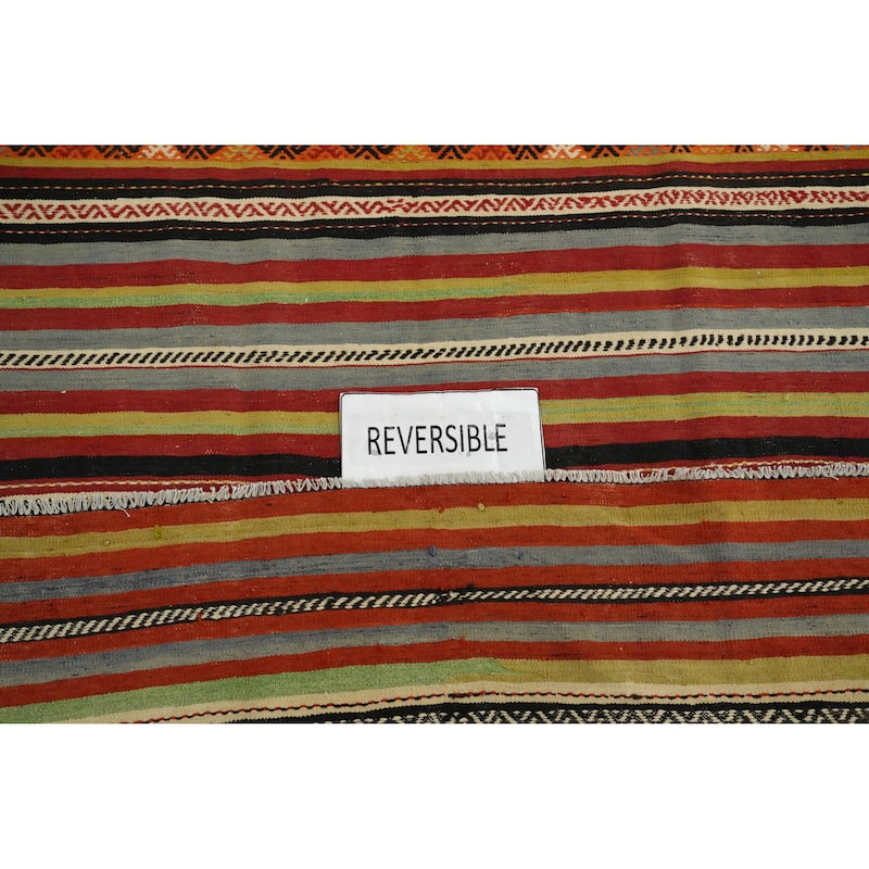 Hand Woven Oriental 100% Wool Carpet Southwestern Tribal Multi-Colored Kilim Area Rug - 8' 2'' X 5' 0''