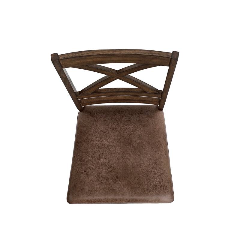 Rubber Wood Dining Chairs Set of 2, Side Chair Slat-Back Chair with Cross Back