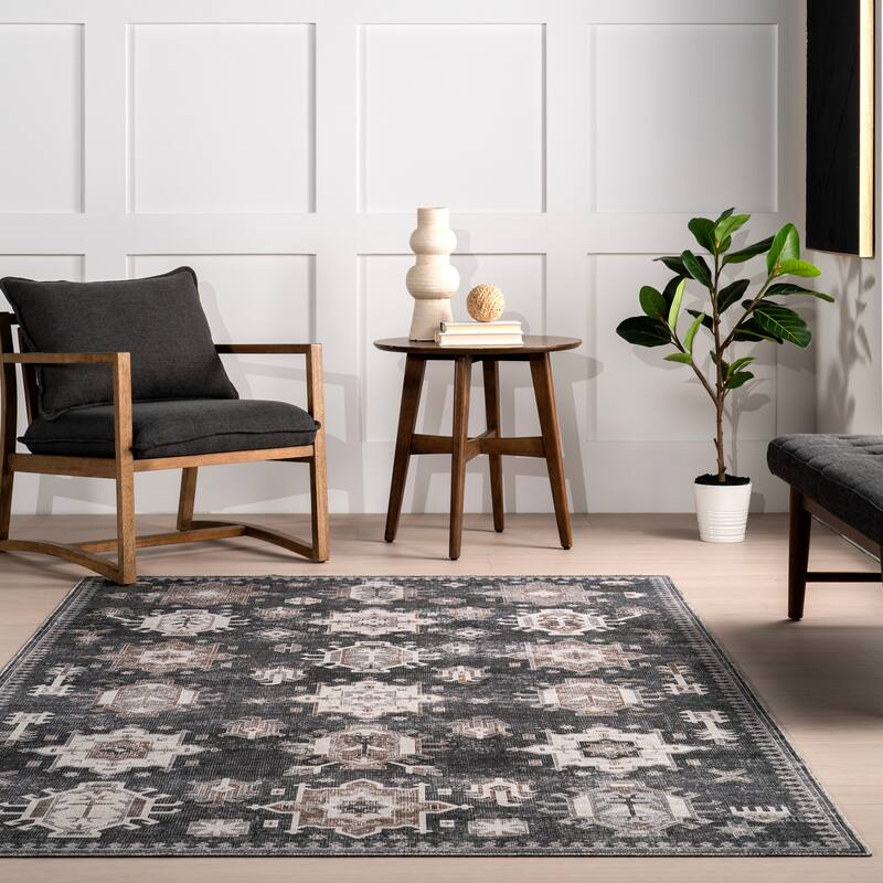 Nuloom Krystin SpinClean Distressed Machine Washable Area Rug