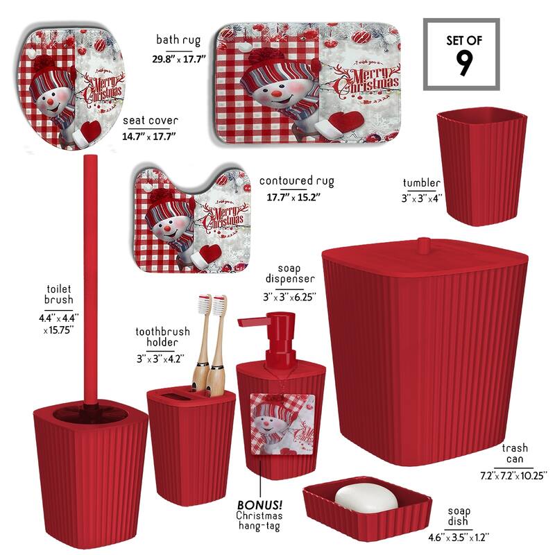 Empyrean Christmas Bathroom Decor, Bathroom Accessory Set with Toilet Brush, Trash Can & Soap Dispenser