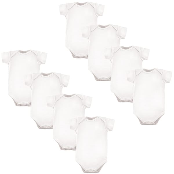 slide 1 of 1, Luvable Friends Cotton Bodysuits 8Pk, White 12-18 Months - White 8-Pack