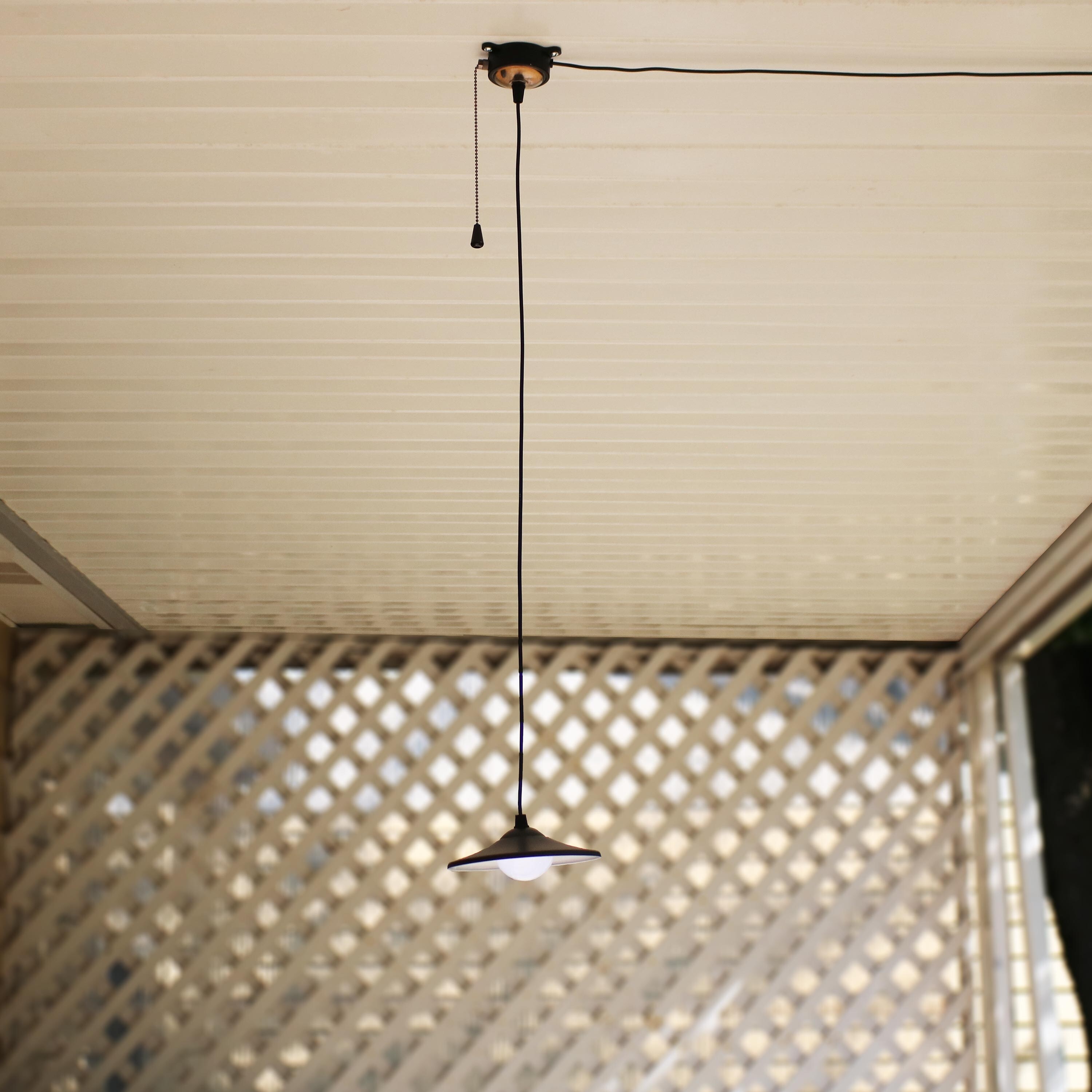 Sunnydaze Vintage Solar Led Ceiling Light With Remote Control And Pull Cord