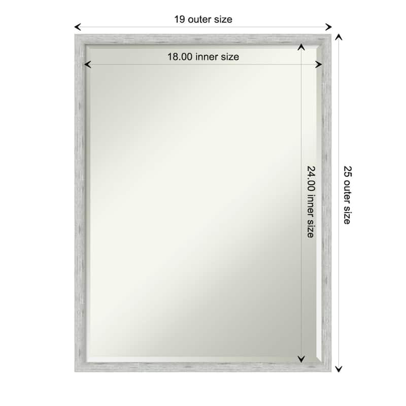 Imprint Half-Inch-Bevel Wood Framed Bathroom Vanity Wall Mirror - Glass Size 18x24 - Imprint Silver