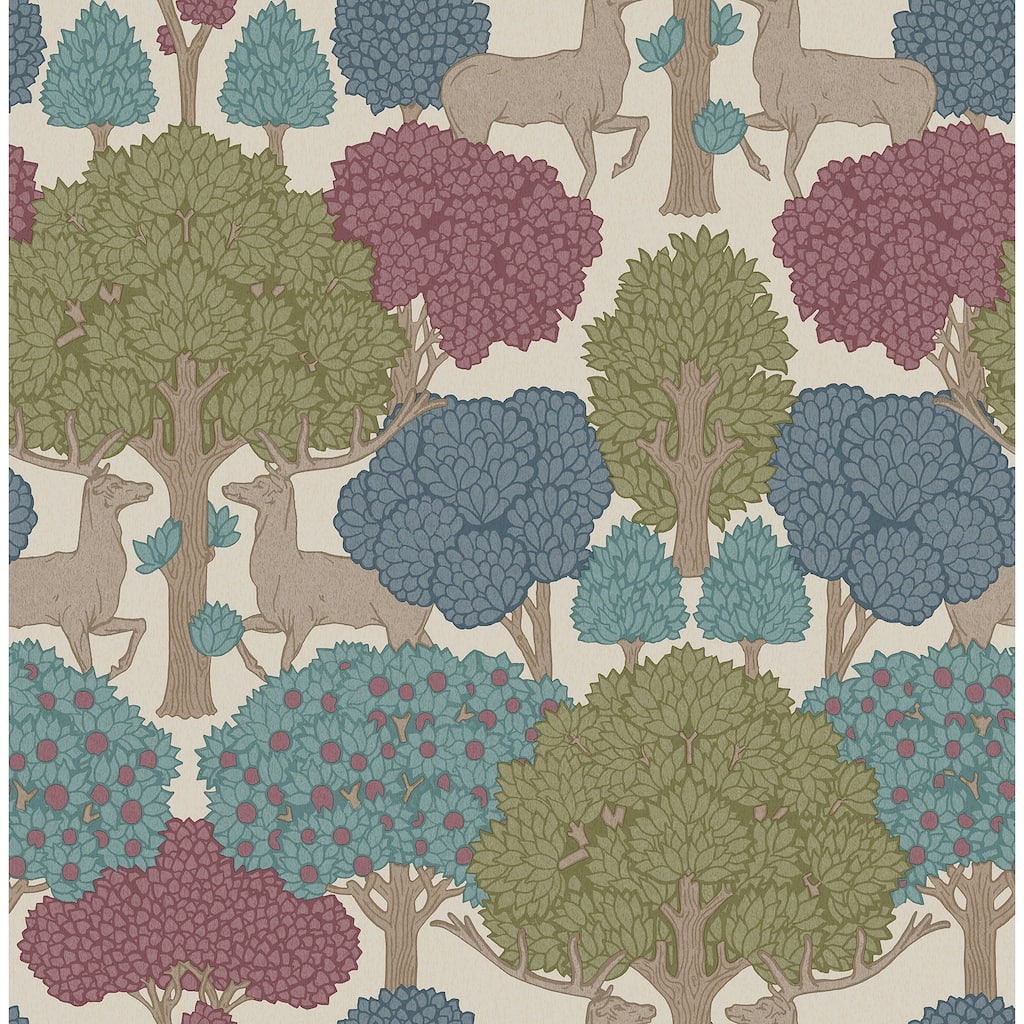 Forest of Arden Merlot Deer Wallpaper