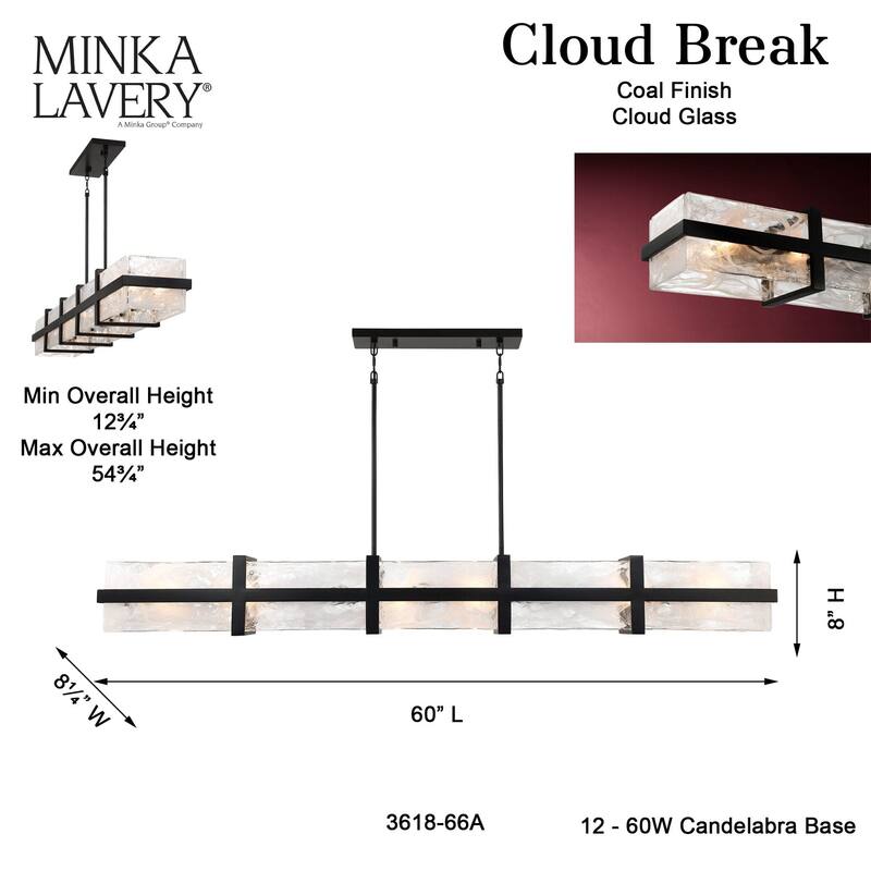Minka Lavery 3618 Cloud Break 12 Light 60" Wide Linear Chandelier