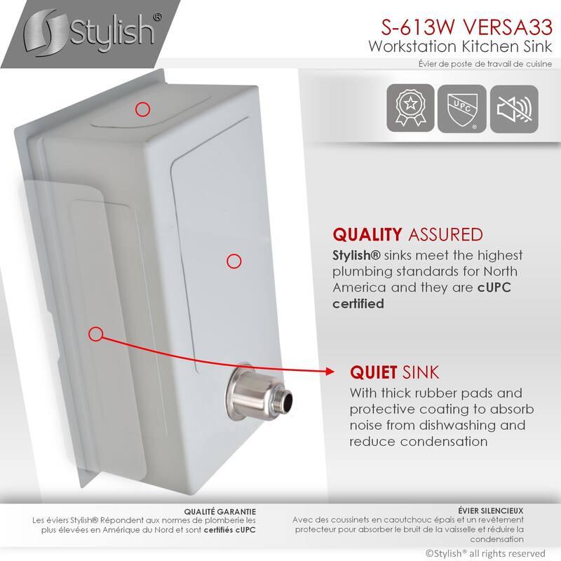 Undermount 33" Workstation Single-Bowl Stainless Steel Kitchen Sink