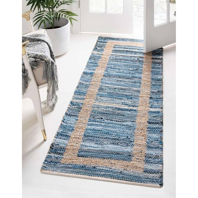 Braided Dosa Collection Area Rug - 2'2"x6' - Navy Blue