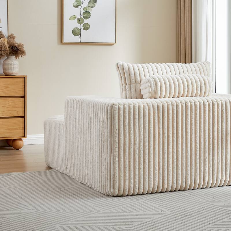 Oversized Corduroy Lounge Chair with Pillow Support - Sofa, Sleeper Couch, Chaise, Ottoman Bench
