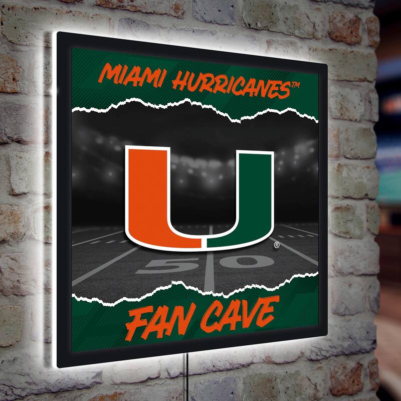 University of Miami Plug-in LED Lighted Sign - Grey