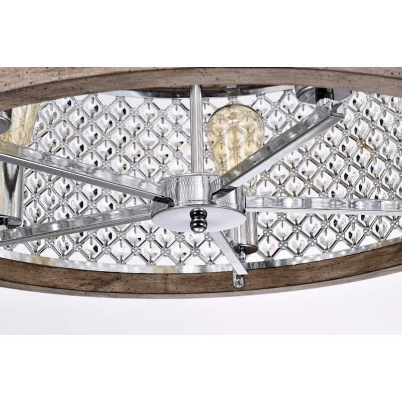 Pomine 24 Inch Modern Crystal Shade Semi Flush Mount 5-Light
