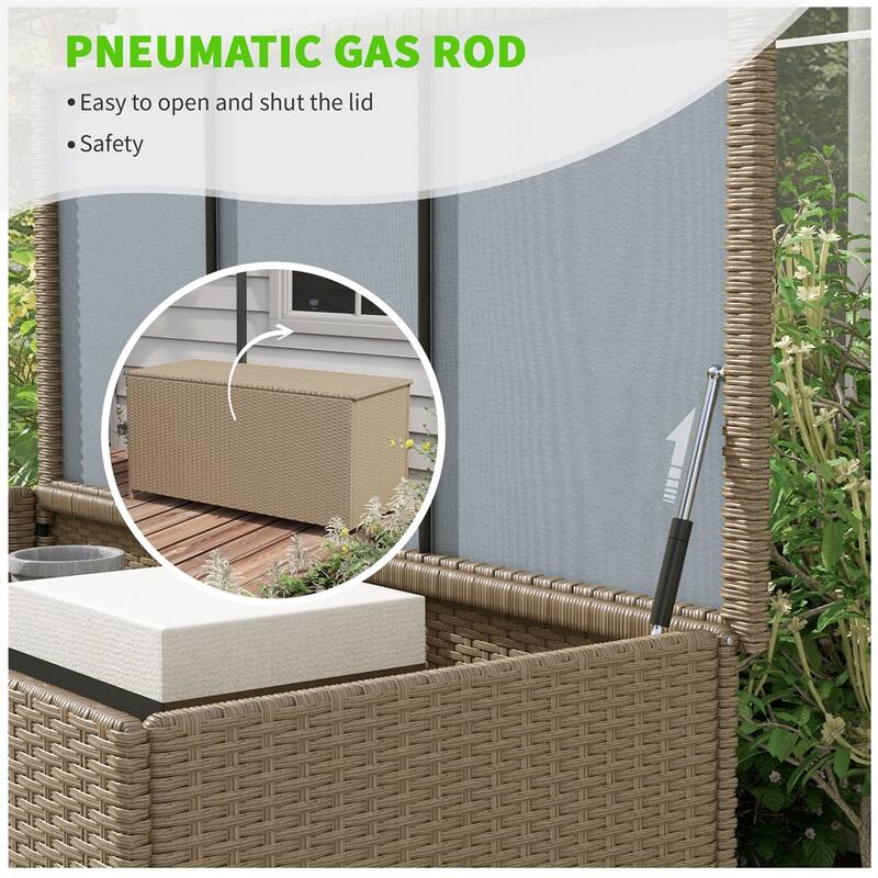 83 Gallon Wicker Outdoor Deck Box on Wheels for Garden Tools