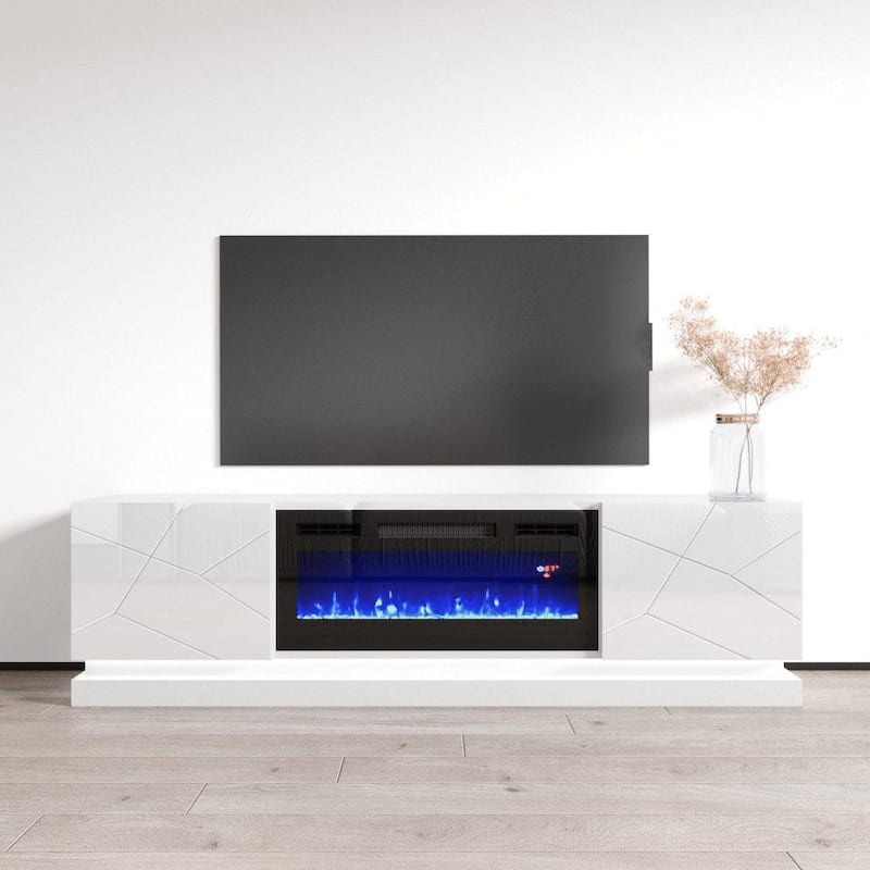 Shu BL-EF Electric Fireplace 71" TV Stand - White
