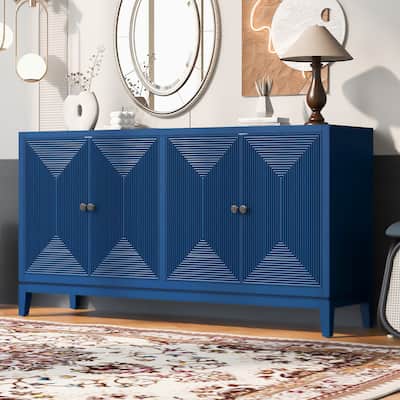 Vertical Line Design Storage Cabinet Sideboard with Adjustable Shelves, Buffet Cabinet Entrance Cabinet TV Console Table