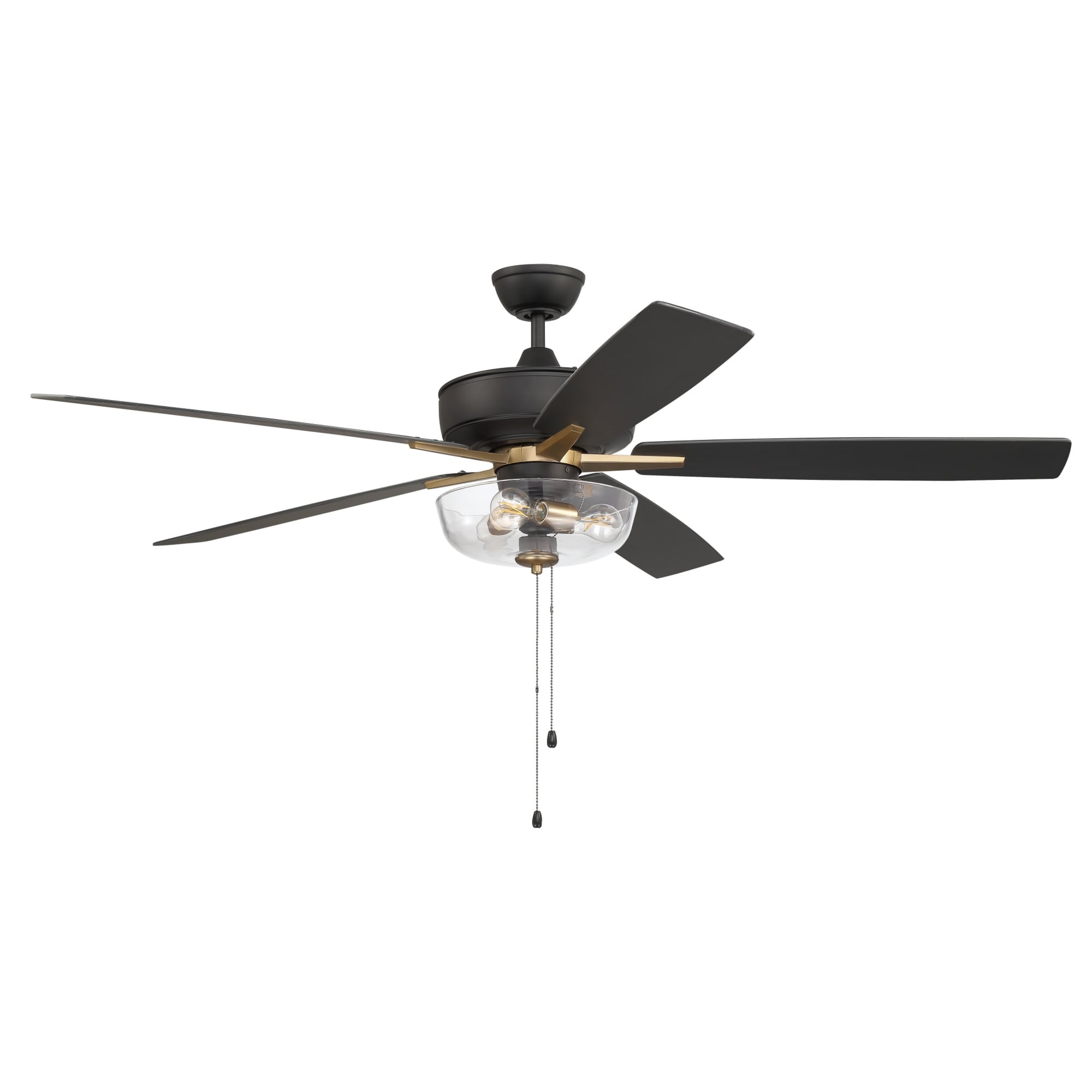 Craftmade S1015-60BWNFB Super Pro 60" 5 Blade Indoor LED Ceiling Fan - Flat Black / Satin Brass