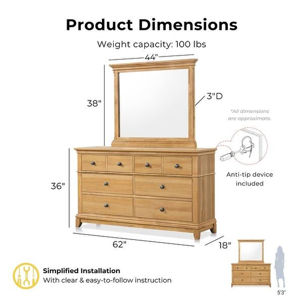 dimension image slide 2 of 3, Furniture of America Wellington Farmhouse Natural Oak 4-Piece Wood Kids Bedroom Set
