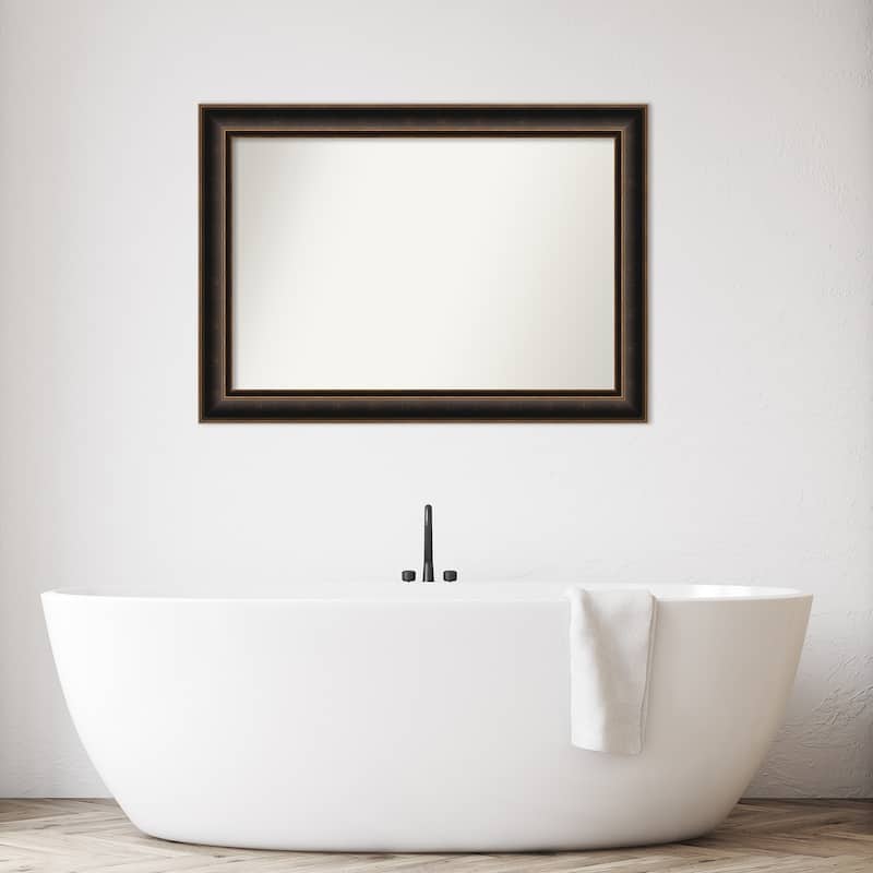 Villa Oil Rubbed Bronze Non-Beveled Wood Framed Bathroom Vanity Wall Mirror - Villa Oil Rubbed Bronze