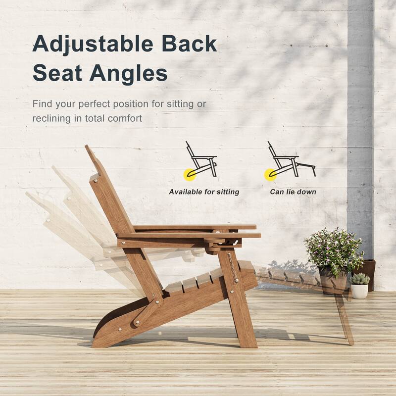 3-Position Adjustable Folding Adirondack Chair W/ Ottoman for Outdoor