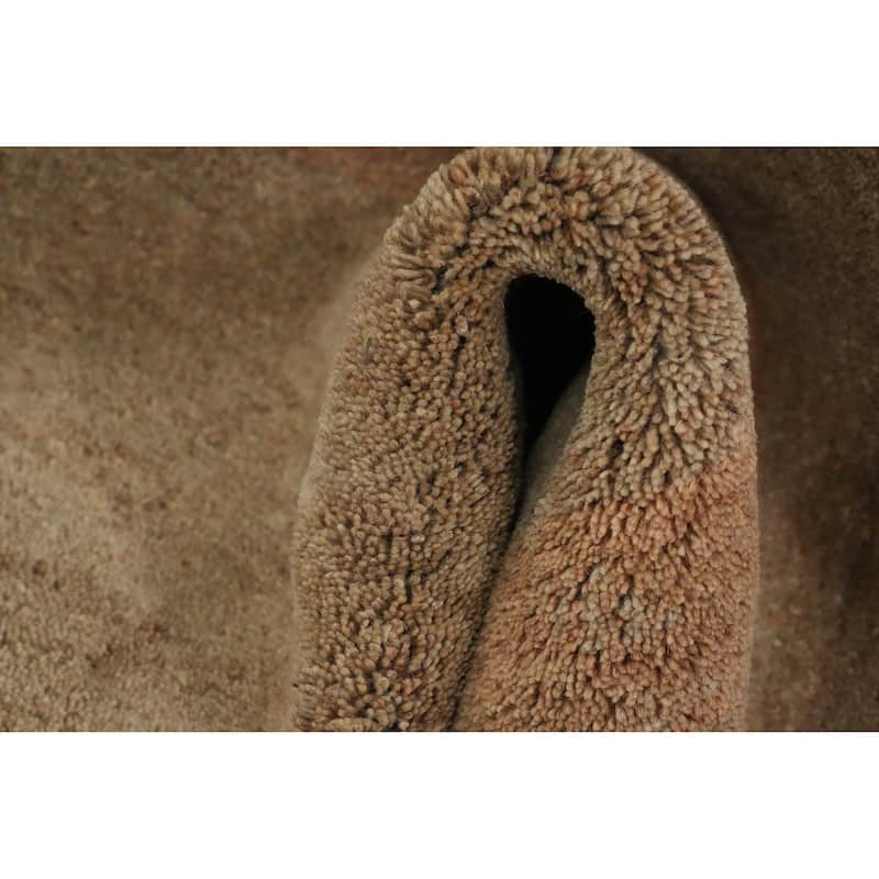 Hand Knotted Oriental 100% Wool Carpet Modern Bordered Brown Gabbeh Area Rug - 9' 11'' X 6' 4''