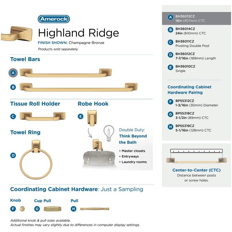 Amerock Highland Ridge 18" Towel Bar