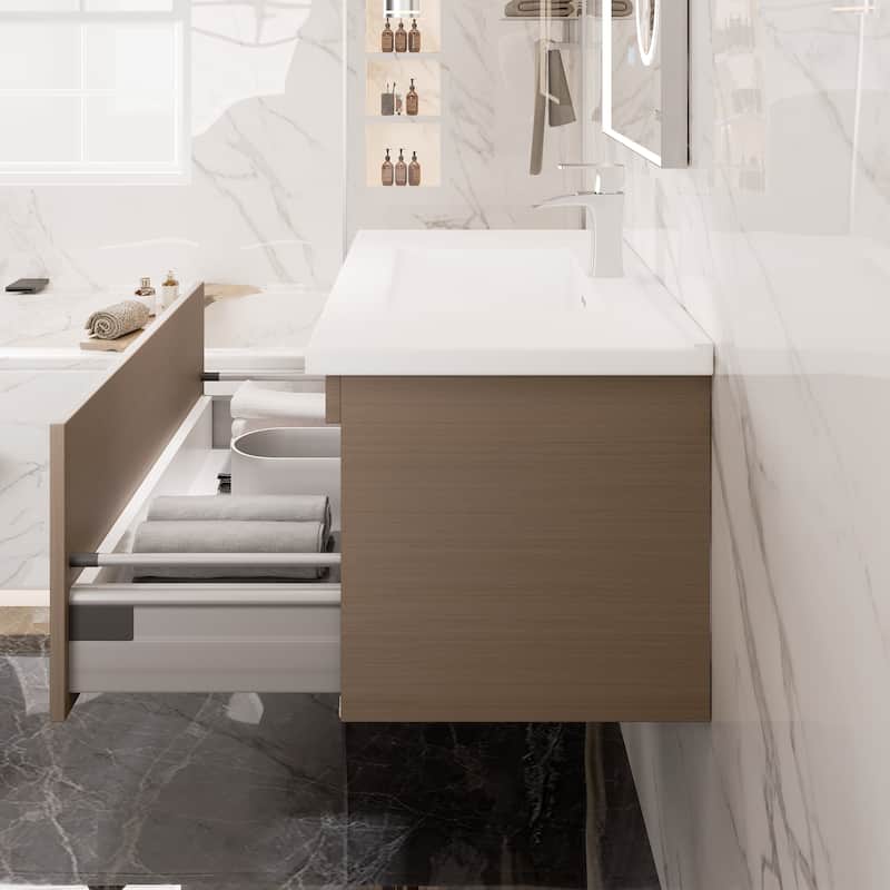 Eviva Orleans 38"W Wenge Bath Vanity with Porcelain Countertop