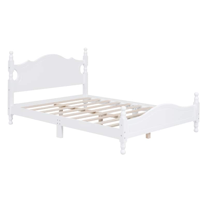 Full Size Wood Platform Bed Frame, Sturdy Retro Design with Easy Assembly