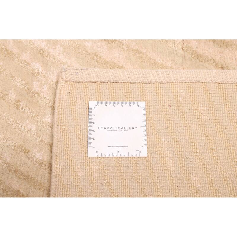 ECARPETGALLERY Hand-knotted Opulence Light Khaki Silk, Wool Rug - 7'11 x 9'9